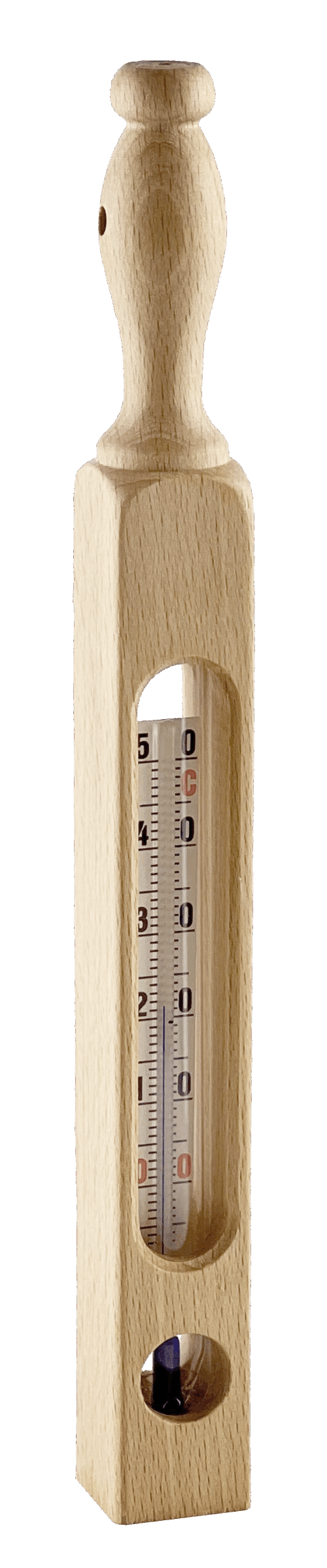 Badethermometer in Vierkant-Holzzwinge